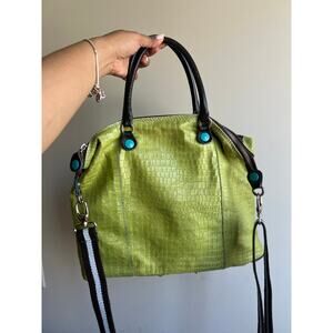 Gabs Italian Leather and Wool Green and Blue Bag